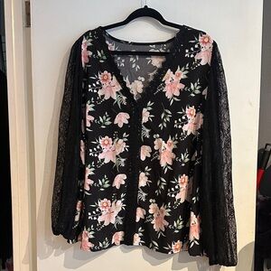 Floral Lace Sleeve Women's Blouse Top!!!   Plus Size 3X